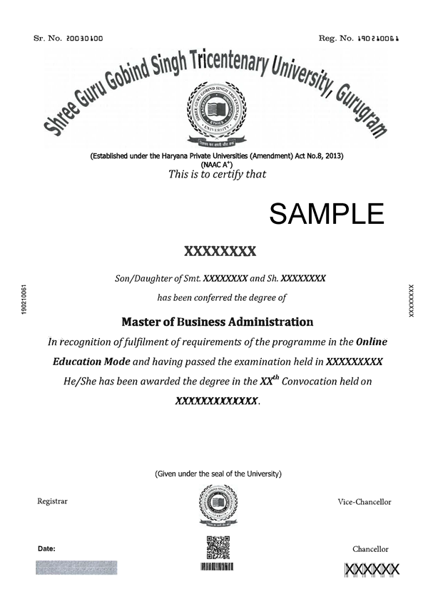 Degree Certificate Formate